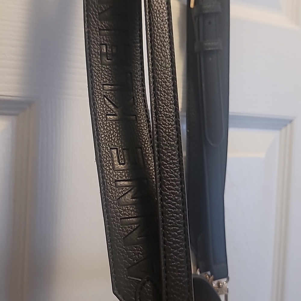 Anne Klein Black 3 Strap Small Saddle Bag Pebbled Faux Leather Crossbody - Picture 4 of 11